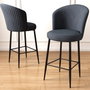 Hanah Home Juego de 2 Taburetes de Bar Anthracite, Negro, Tela Babyface, Metal